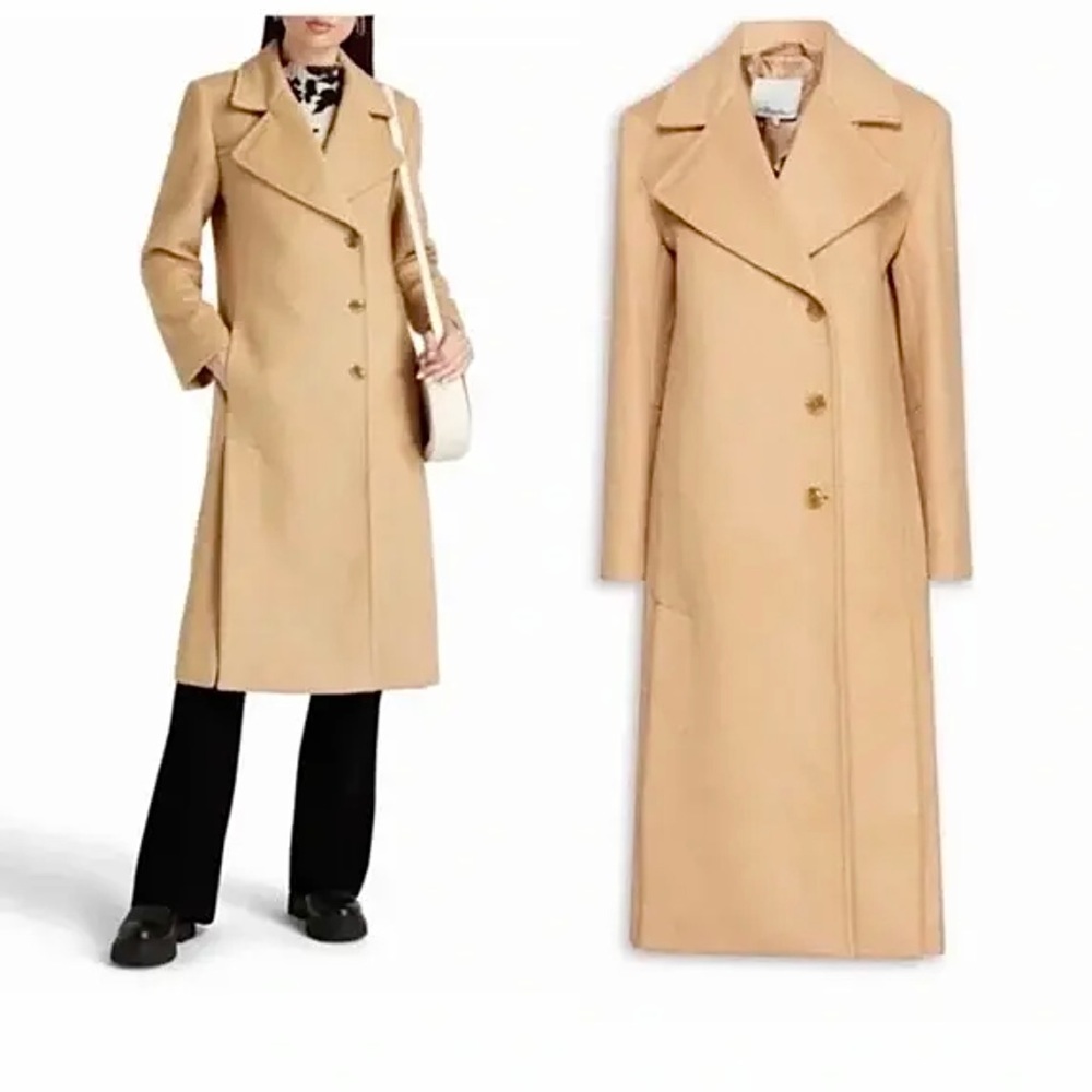 3.1 Phillip Lim Camel Tan Coat double Breasted Wool Blend Size 6 NWT $11…